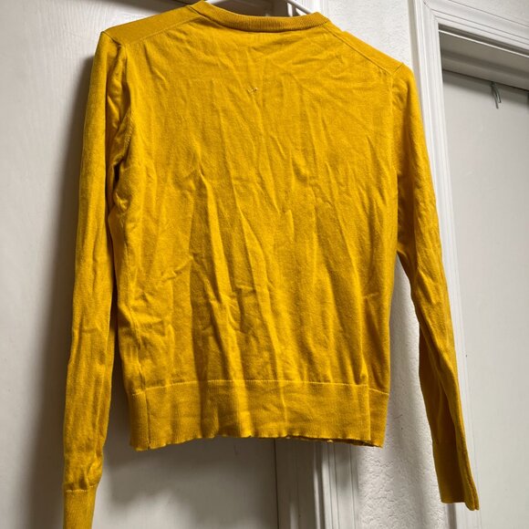 J. Crew Mustard Yellow Button-Front Cardigan | Size M, Lightweight Knit - Picture 2 of 3